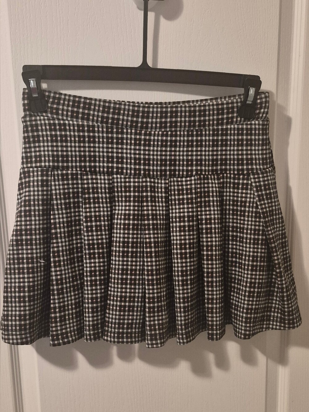 Black and White Plaid Pleated Mini Skirt Clueless Academia Rachel Classic Staple